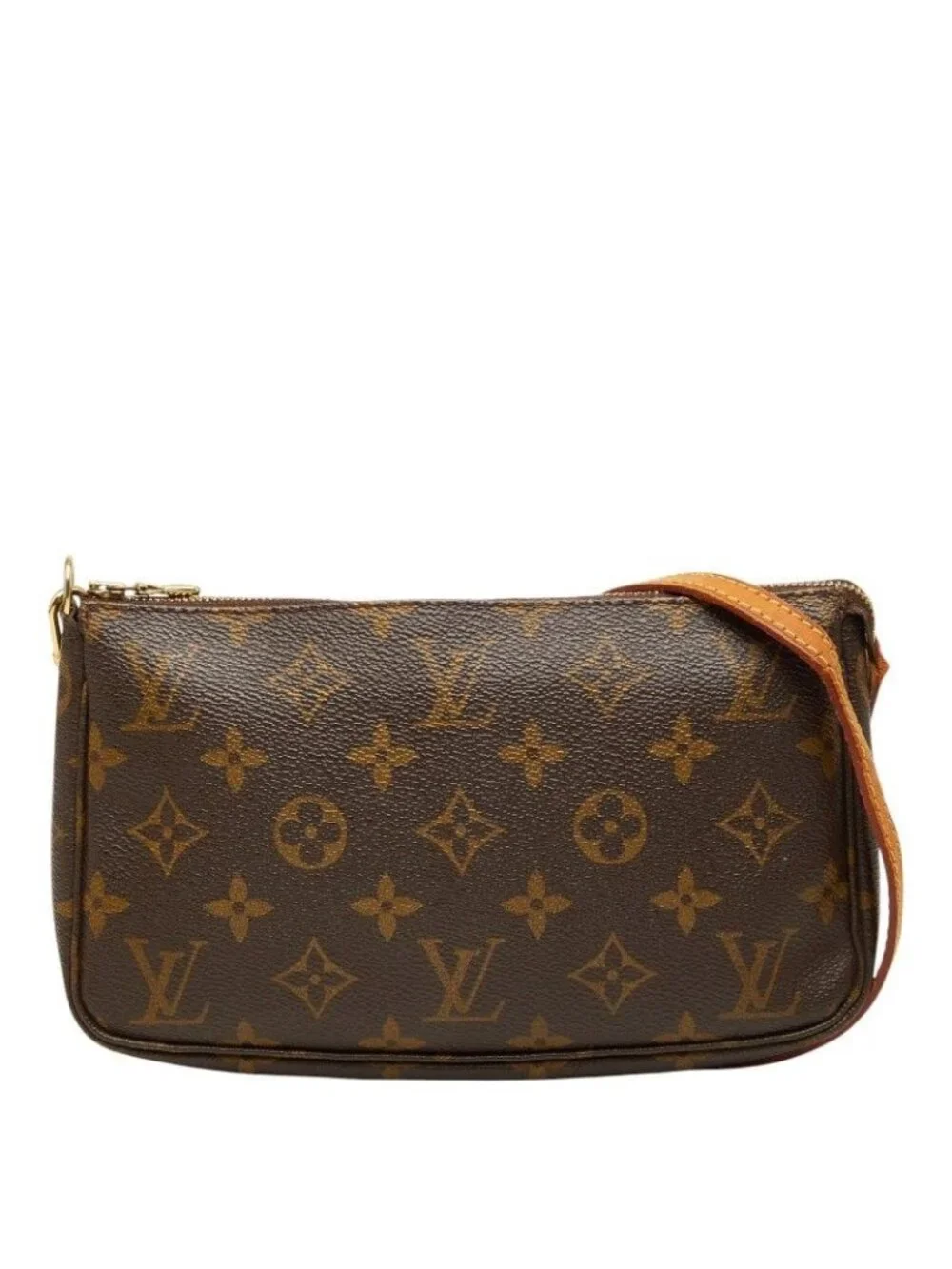 Louis Vuitton Monogram Pochette Soir Shoulder Bag Brown Leather